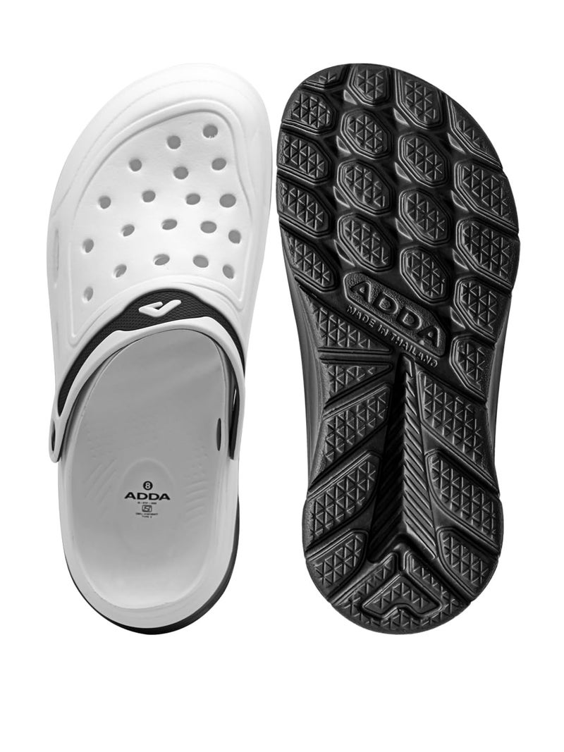 Adda TM-Stride White & Black Arch Support Men Clogs - Image 4