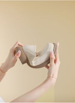 Loquat Preppy Soft Soled Leather Shoes Beige  - Image 1