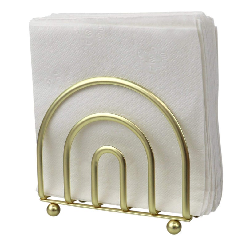 Home Basics Home Basics Flat Wire Steel Free Standing Upright NonSkid Modern Gold Paper Napkin HolderFreestanding Tissue Dispenser 5x 6x 2 in 