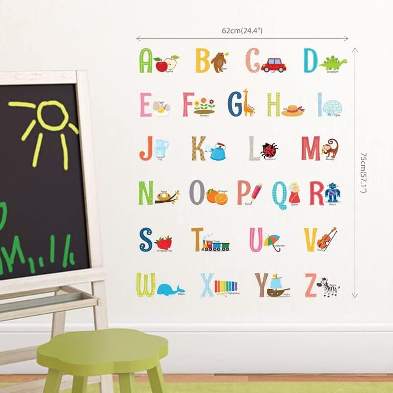 bpa Alphabet ABC with Pictures Kids Wall Stickers Wall Decals Peel and Stick Removable Wall Stickers for Kids Nursery Bedroom Living Room (Small) decor - Image 2