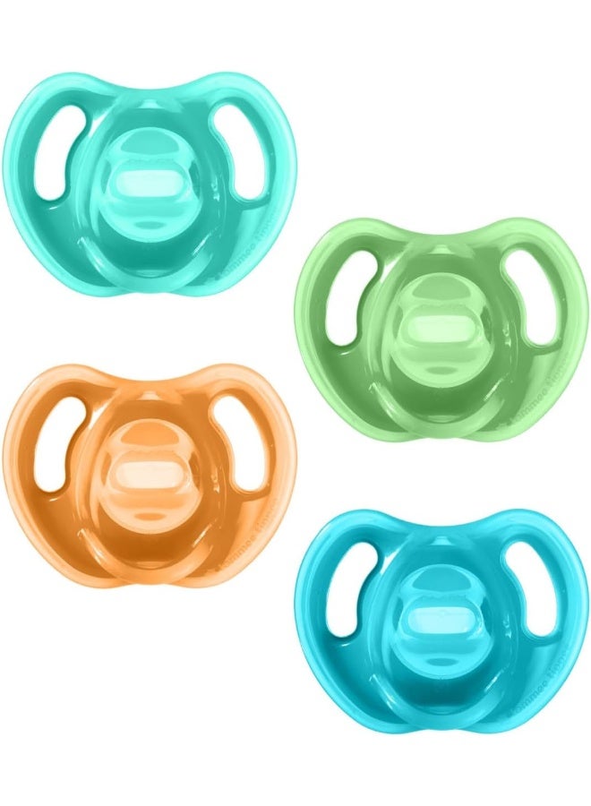 Tommee Tippee Ultra-Light Silicone Pacifier, Symmetrical One-Piece Design, BPA-Free Silicone Binkies, 18-36m, 4 Count - Image 1