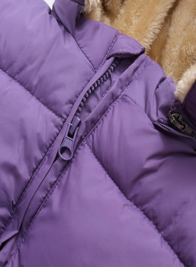 YAGATA Toddler Puffer Vest Toddler Puffer Jacket Vest Thicken Puffer Vest with Pockets Purple 3-4T 110 - Image 2