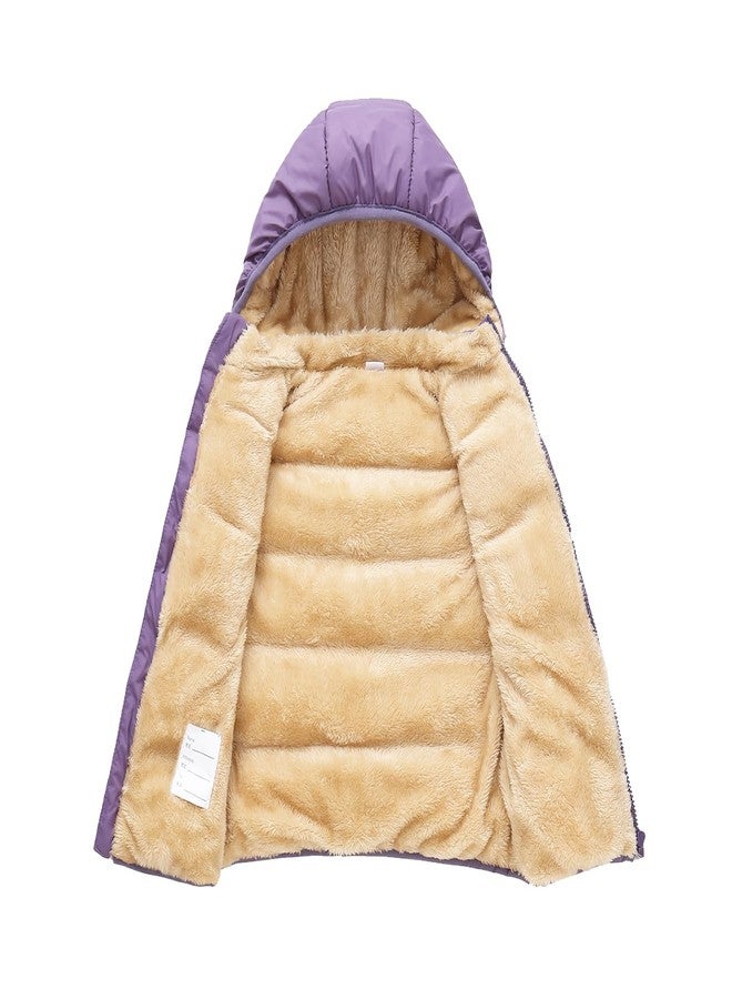 YAGATA Toddler Puffer Vest Toddler Puffer Jacket Vest Thicken Puffer Vest with Pockets Purple 3-4T 110 - Image 4