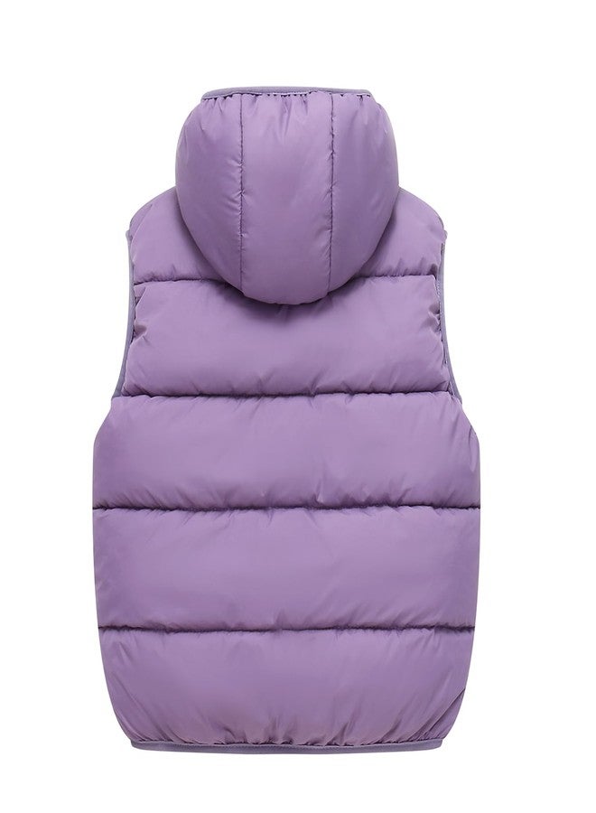 YAGATA Toddler Puffer Vest Toddler Puffer Jacket Vest Thicken Puffer Vest with Pockets Purple 3-4T 110 - Image 3