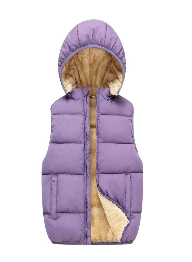 YAGATA Toddler Puffer Vest Toddler Puffer Jacket Vest Thicken Puffer Vest with Pockets Purple 3-4T 110 - Image 1
