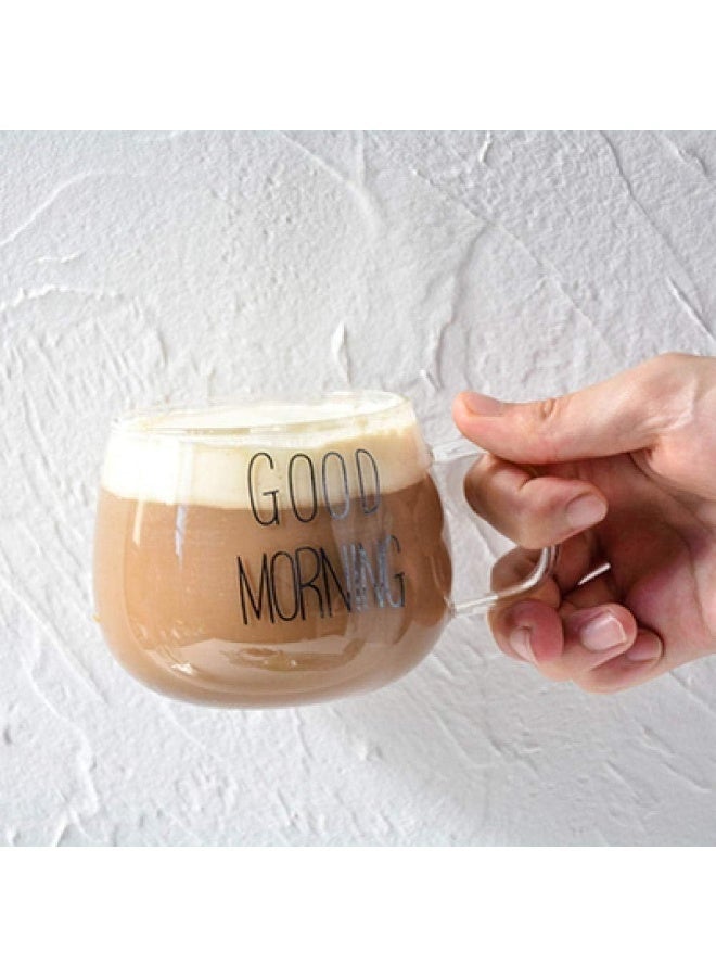 2Pcs Large Clear Glass Mug with Good Morning Words, Suitable for Christmas Gifts, Coffee and Tea - Clear Glass Cup Set - Clear Ice Cream Mug - Coffee and Tea Mug with Good Morning Words Printed - Suitable as a Desk Decor - Perfect for Enjoying Coffee and Juices - Image 5