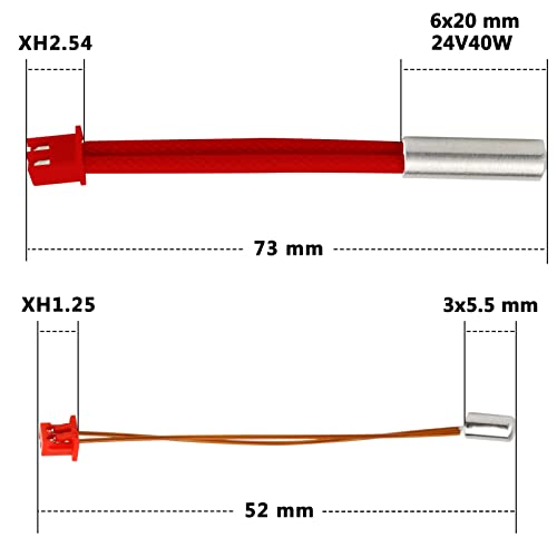 DORUNDEA Sprite Extruder Pro Kit 300℃ Cartridge Heater 24V 40W + Thermistor NTC100K High Temperature Sensor Compatible with Creality Ender 3 S1 Pro, CR10 Smart Pro, Sermoon V1 3D Printer (Heater thermistor) - Image 2