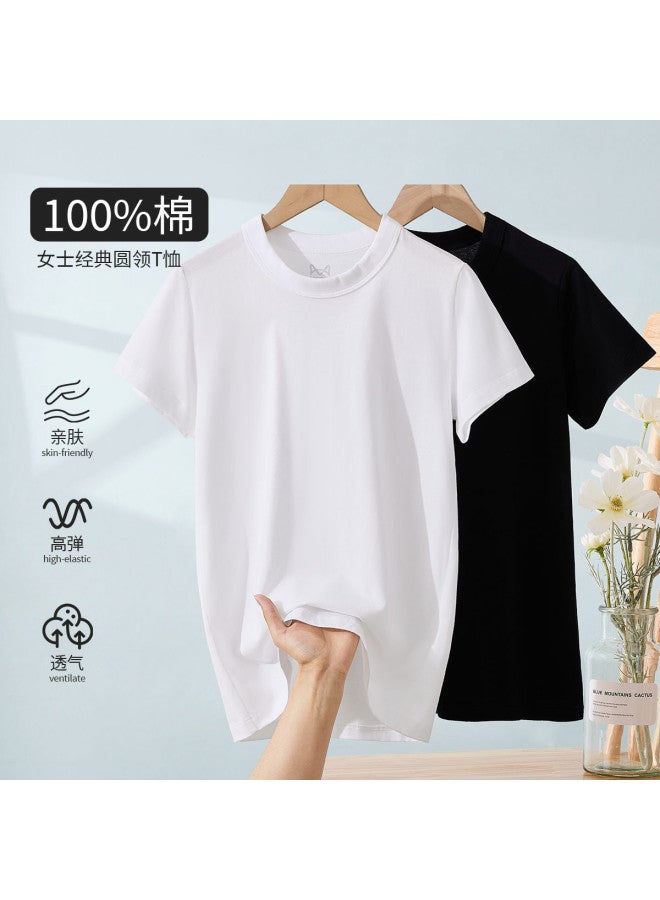 MIIOW Women'S T-Shirt, Spring/Autumn Thin Style, Solid Color Minimalist Short Sleeve Round Neck Base Shirt For Women - Image 3
