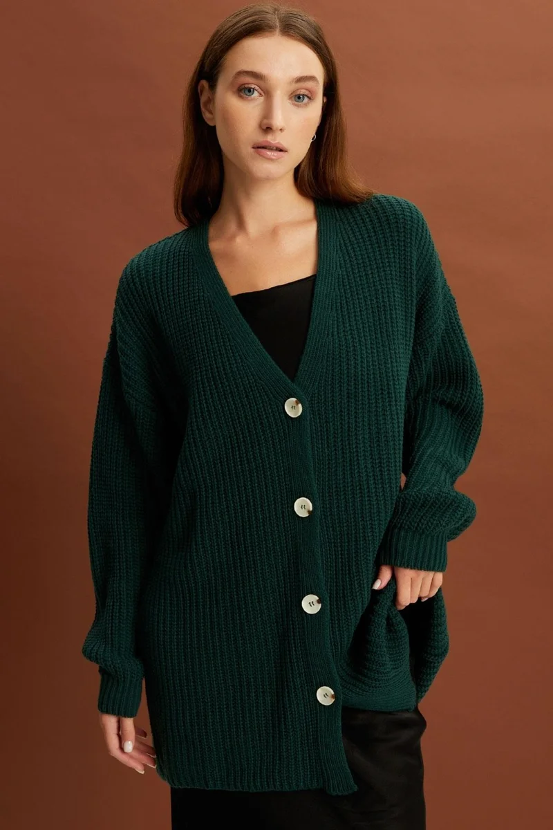 الكسندر جاردي Buttoned Long Knit Cardigan (B22-5755-STD)