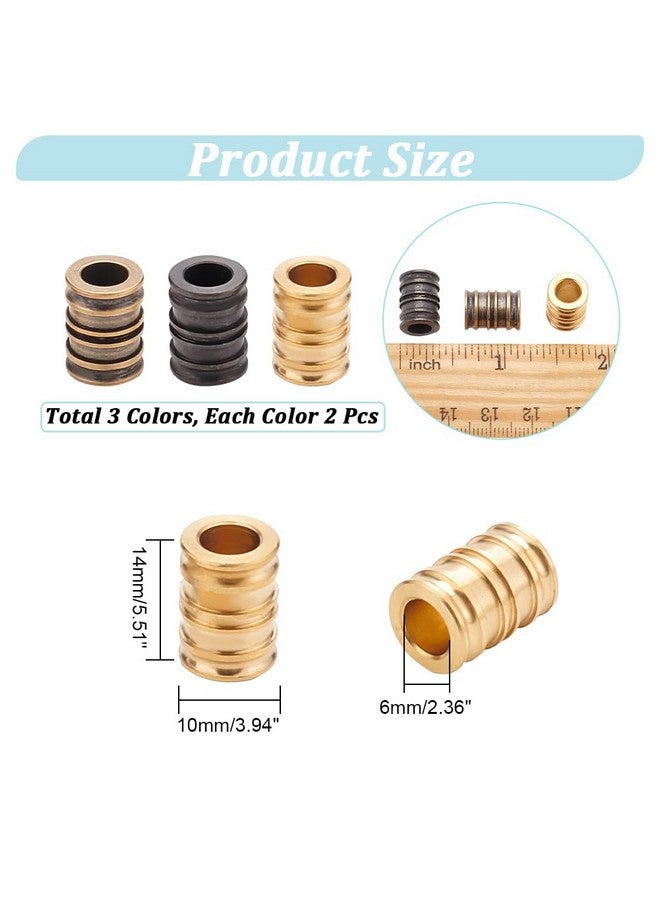 NBEADS 6 Pcs Lanyard Beads Paracord Bracelet Beads, Groove Column European Brass Beads Metal Loose Spacer Beads for Jewelry EDC String Pendant Parachute String Tool - Image 2