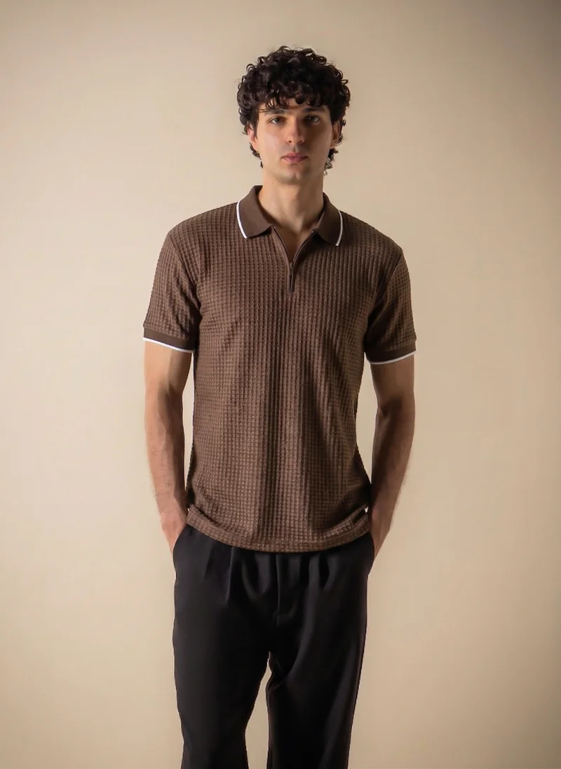 شايبس SLIM CONTRAST RIB POLO SHIRT