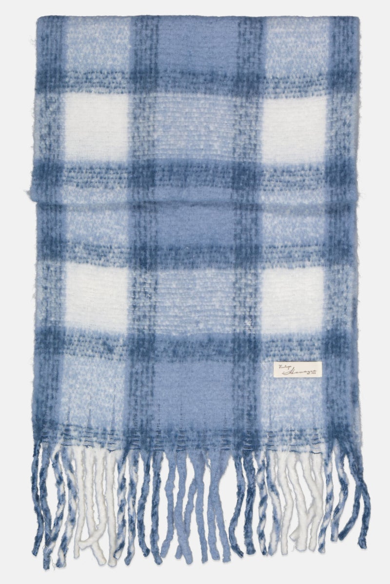 American Vintage Women Plaid Knitted Scarves 208  L x 45 W cm, Multicolor  - Image 2