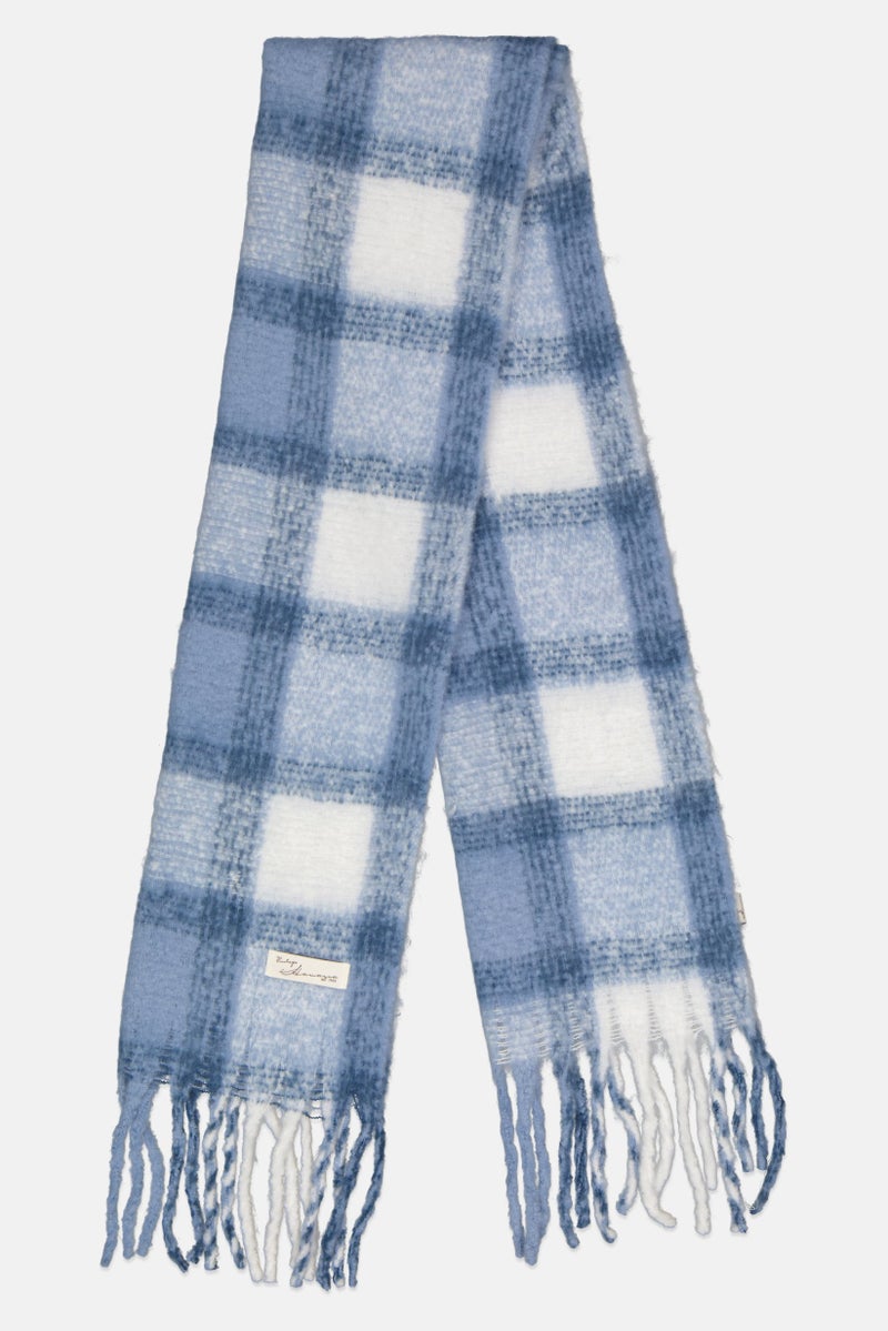 American Vintage Women Plaid Knitted Scarves 208  L x 45 W cm, Multicolor  - Image 1