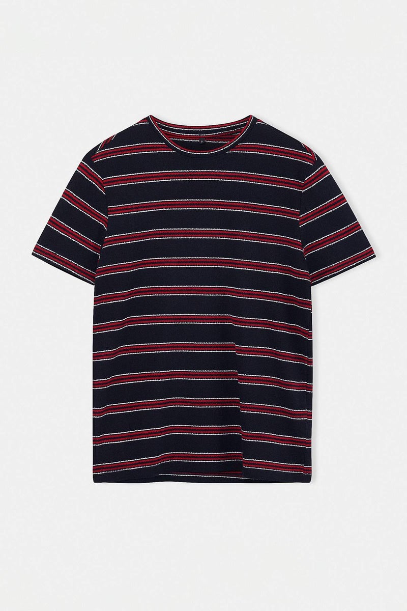 trendyol Navy Blue Regular Striped Knitted T-Shirt Tmnss26Ts00015 - Image 4