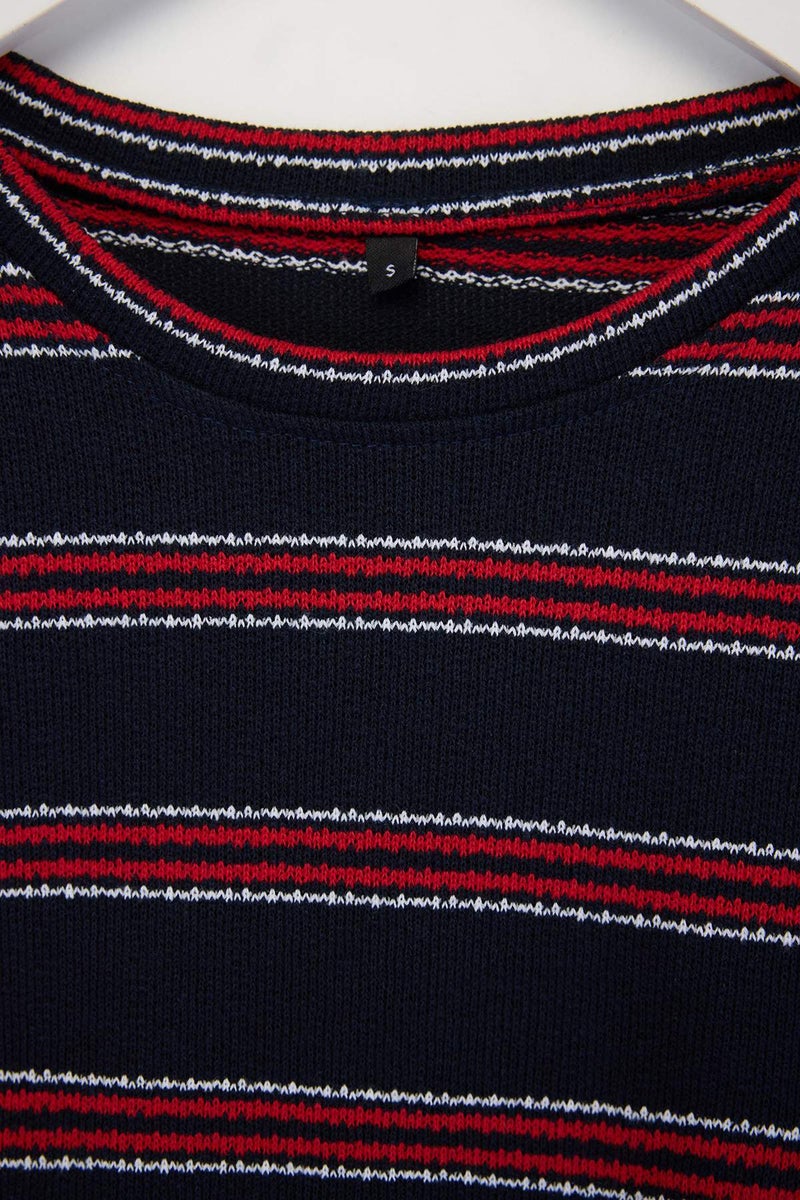 trendyol Navy Blue Regular Striped Knitted T-Shirt Tmnss26Ts00015 - Image 5