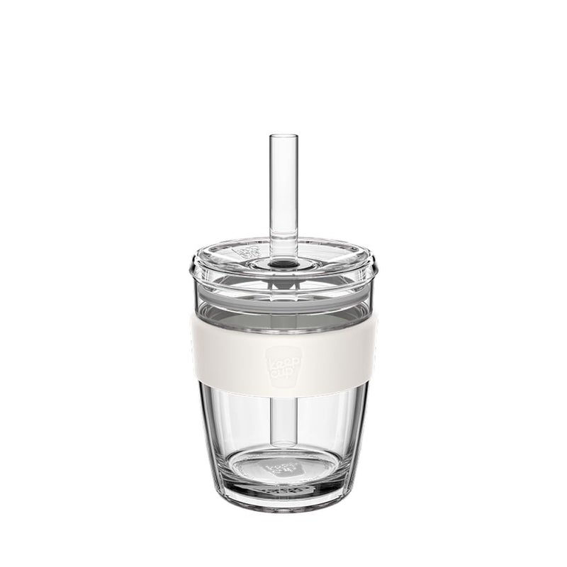 KeepCup Cold Cup  Longplay Double wall Glass Ice Coffee Tumbler with Lid and Straw  12oz 340ml  Chalk