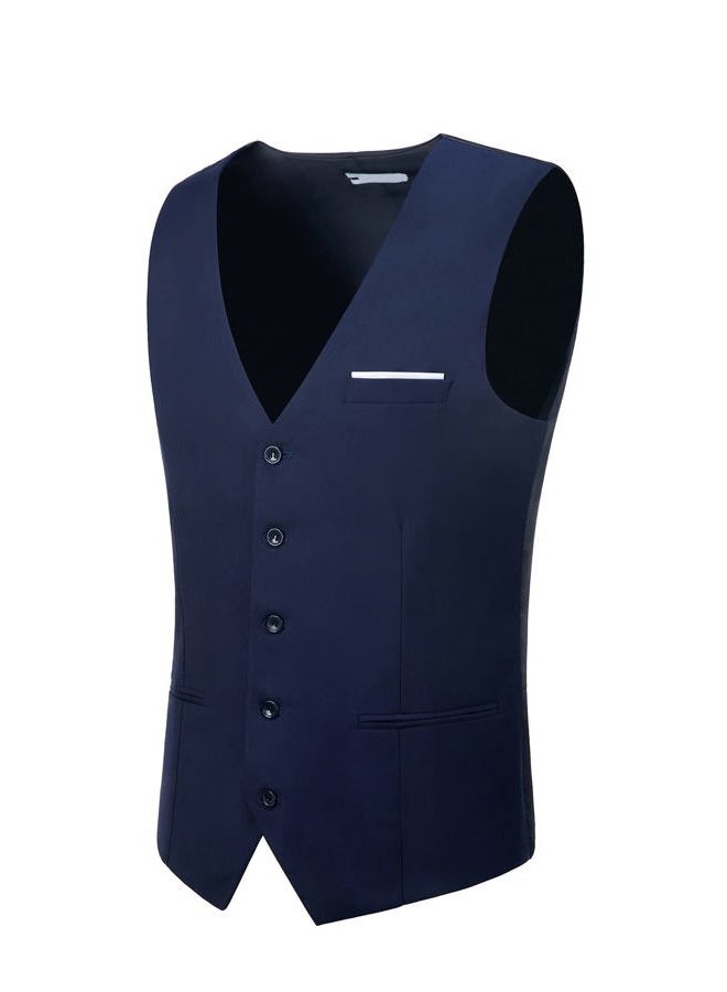 Diaryan Men's Suits Vest V-Neck Sleeveless Slim Fit Jacket Groomman Casual Suit Vests for Wedding Formal Party Tuxedo for Men, Royal Blue, M - Image 4