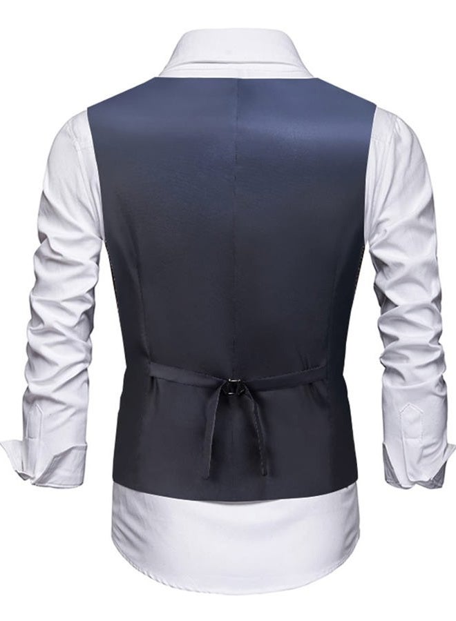 Diaryan Men's Suits Vest V-Neck Sleeveless Slim Fit Jacket Groomman Casual Suit Vests for Wedding Formal Party Tuxedo for Men, Royal Blue, M - Image 2