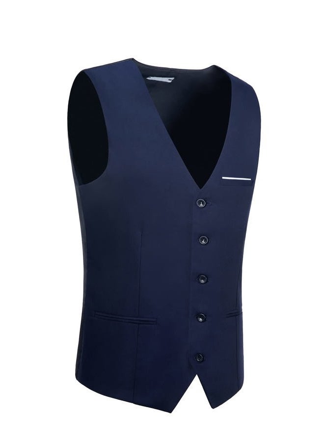 Diaryan Men's Suits Vest V-Neck Sleeveless Slim Fit Jacket Groomman Casual Suit Vests for Wedding Formal Party Tuxedo for Men, Royal Blue, M - Image 3