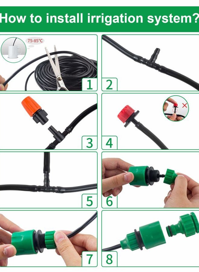 MSDADA Garden 50Ft Automatic Micro Irrigation System, 1/4" Blank Distribution Plant Watering Irrigation Kit Accessories Include Atomizing Nozzle Mister Dripper for Garden Flower Bed,Patio,Lawn … - Image 3