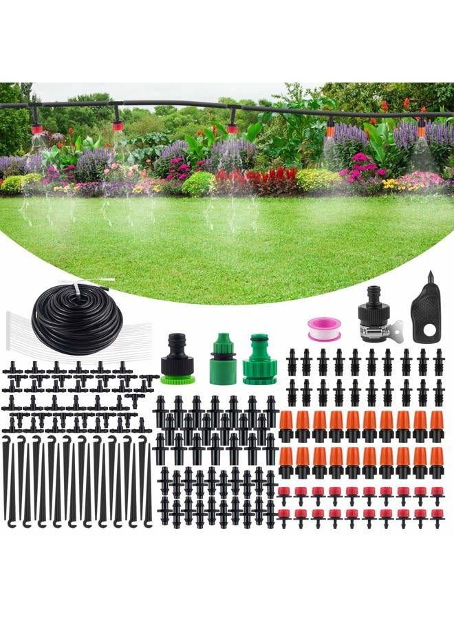 MSDADA Garden 50Ft Automatic Micro Irrigation System, 1/4" Blank Distribution Plant Watering Irrigation Kit Accessories Include Atomizing Nozzle Mister Dripper for Garden Flower Bed,Patio,Lawn … - Image 1