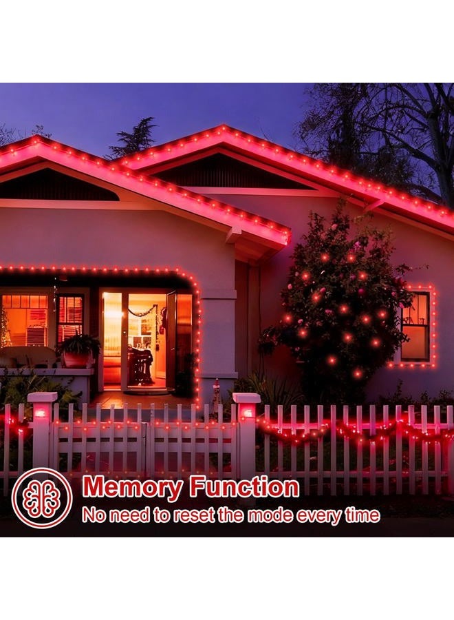 Qitong 2 Pack Red Battery Operated Halloween Lights, Each 33ft 100 LED String Lights Outdoor Waterproof with Remote, Clear Wire Christmas Twinkle Lights with 8 Modes Indoor - Image 5