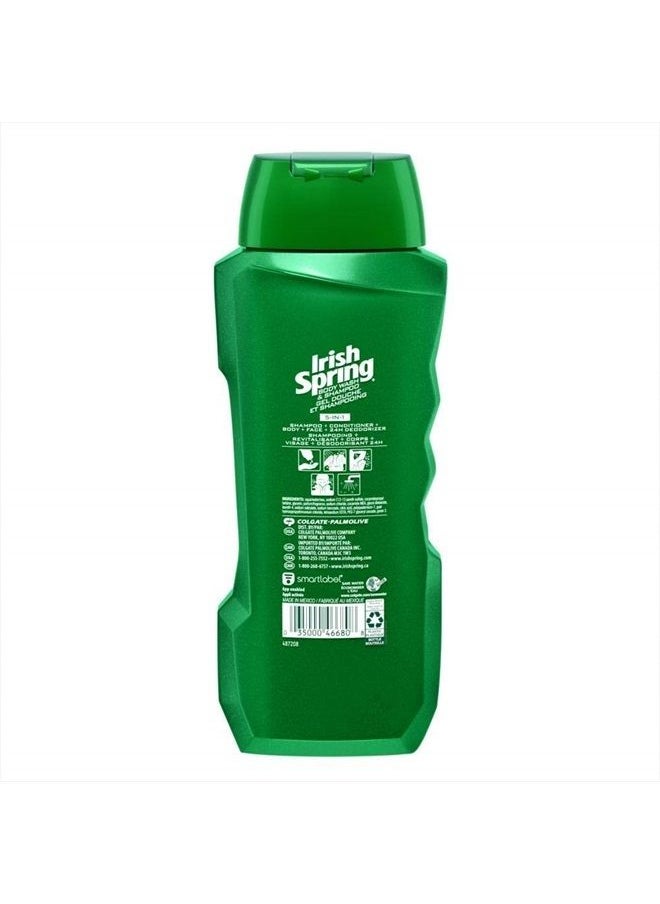 Irish Spring - 5-in-1 Shampoo, Conditioner, Body Wash, Face Wash and Deodorizer, 18 oz (Pack of 2) - Image 1