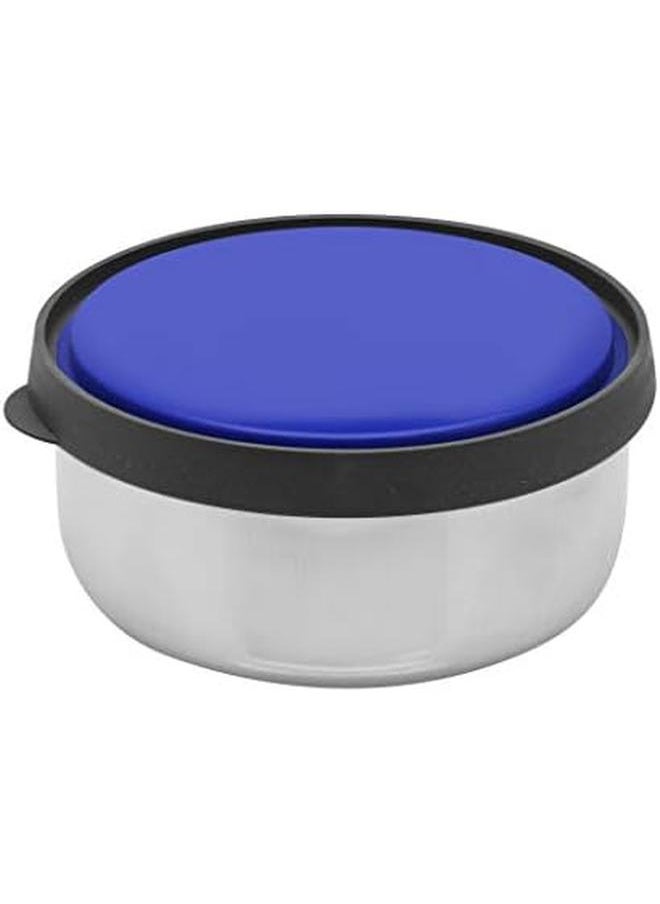 RAJ - Steel Storage Bowl With Blue Plastic Lid 12 Cm - Image 1