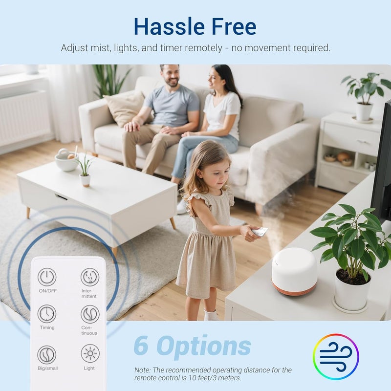 ASAKUKI 500ml Premium Essential Oil Diffuser with Remote Control, 5-in-1 Ultrasonic Aromatherapy Scented Oil Humidifier Vaporizer, Timer and Safety Switch - Image 4