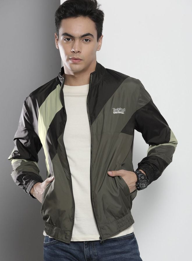 The Indian Garage Co Men Regular Fit Printed Round Neck Long Sleeves Windcheater - Image 1