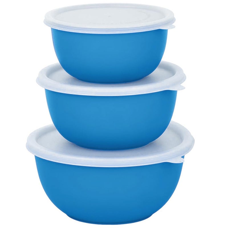 Zaib Steel Mxing Bowl | Micrwoave Safe Stainless Steel Containers for Kitchen with Lid Set of 3 (Bplain WL 3) - Image 1