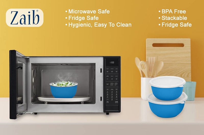 Zaib Steel Mxing Bowl | Micrwoave Safe Stainless Steel Containers for Kitchen with Lid Set of 3 (Bplain WL 3) - Image 5