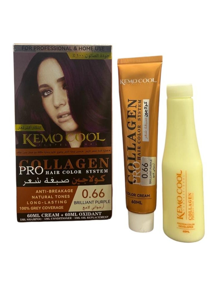 كيمو كول صبغة شعر كولاجين ارجواني لامع الحجم  60+60+5+5+5 جودة عالية  100% - Image 3