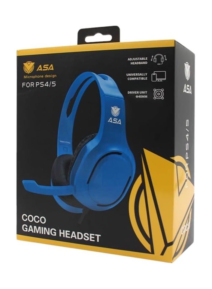 أيه أس أيه سماعة رأس ASA Coco للألعاب لجهاز PS4/PS5، عصابة رأس قابلة للتعديل ازرق - Image 1