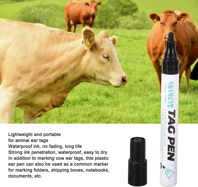 Bewinner Waterproof Ear Tag Pen for Livestock, Strong Penetration Black Ink Permanent Marker for Pig Cow Sheep, Portable Lightweight Animal Ear Marking Pen for Farm Use, Quick Drying - Image 4