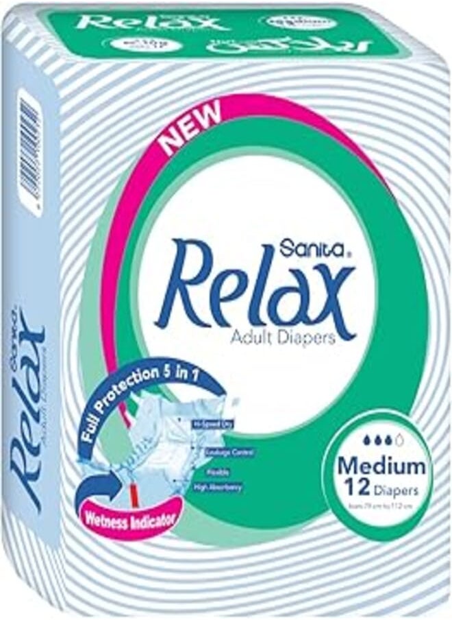 Sanita Relax Adult Diapers Medium 12 diapers 