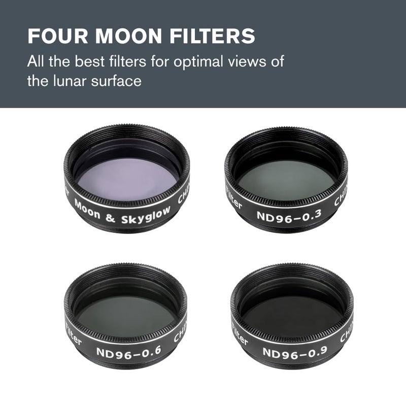 Celestron - Moon Filter Kit - Fits 1.25"" Telescope Eyepieces - Includes 3 Varying Neutral Density Moon Filters  Sky Glow Filter & Moon Map - Perfect Accessory for Moon Viewing - Image 2