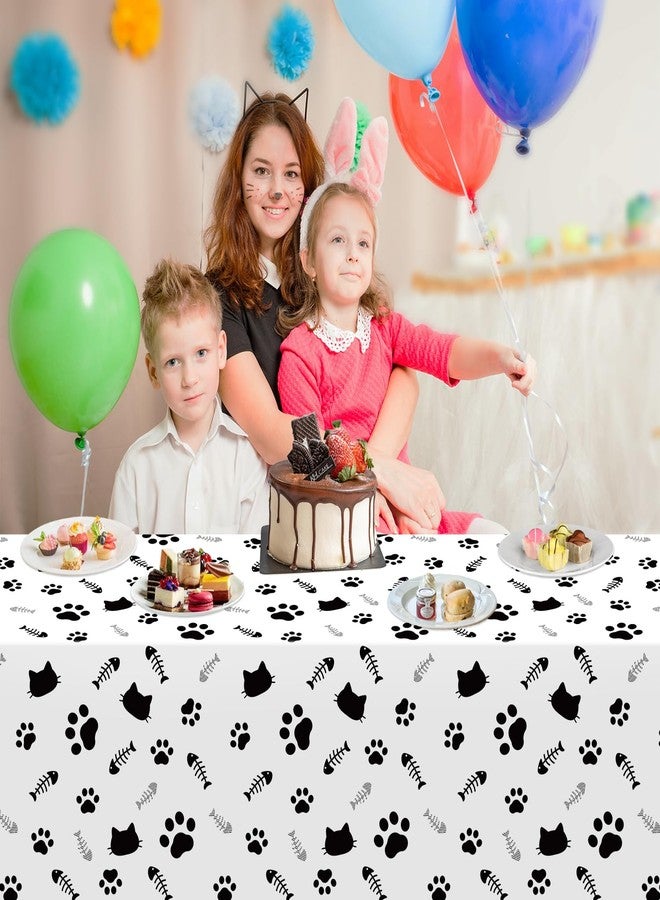مجموعة من 4 مفارش طاولة بتصميم مخالب قطط، غطاء طاولة بلاستيكي بتصميم قطط وكلاب، مزين بلوحة على شكل عظمة، لوازم حفلات القطط، زينة عيد ميلاد بتصميم قطط، ديكور عيد ميلاد بطابع القطط، مقاس 86 × 51 بوصة - Image 2