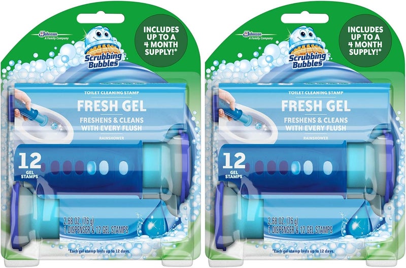 Scrubbing Bubbles Fresh Gel Toilet Bowl Cleaning Stamps 12 Count (Pack of 2) - Image 1