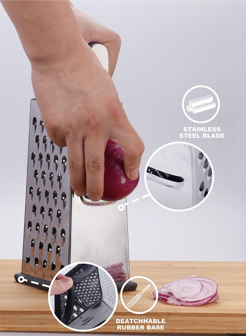 MIXDE Cheese Grater, Box Grater for Cheese Stainless steel Vegetable Slicer Food Shredder 4-Sided Convenience Gadgets for kitchen - Image 2