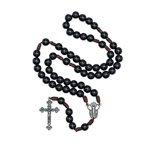 Intercession™ Our Father Sacred Handmade Solid Wood Rosary (Our Lady - Black) - Image 1