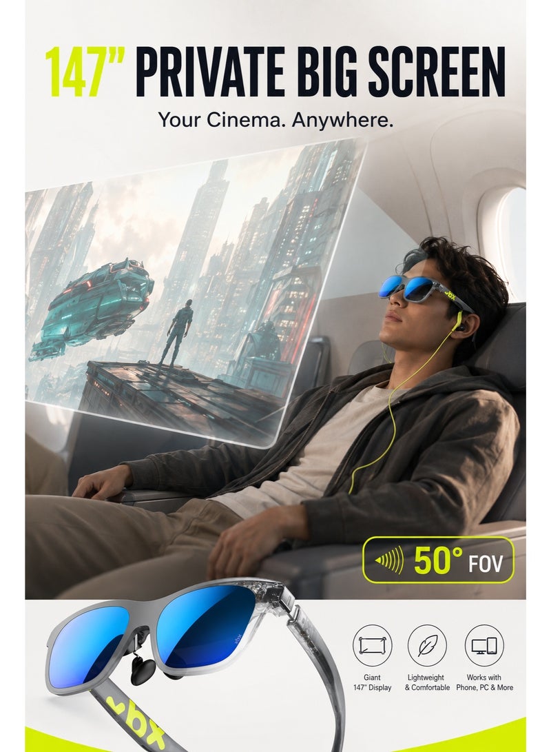 XREAL xbx a01+ AR Glasses, 147-Inch Portable Display, 62g Ultralight, 1080p Micro-OLED, 120Hz, HDR10, 1600 Nits, USB-C DP for iPhone 15/16/17, iPad, Android, Steam Deck, ROG Ally, Mac & PC - Image 2