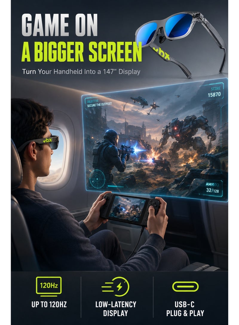 XREAL xbx a01+ AR Glasses, 147-Inch Portable Display, 62g Ultralight, 1080p Micro-OLED, 120Hz, HDR10, 1600 Nits, USB-C DP for iPhone 15/16/17, iPad, Android, Steam Deck, ROG Ally, Mac & PC - Image 4