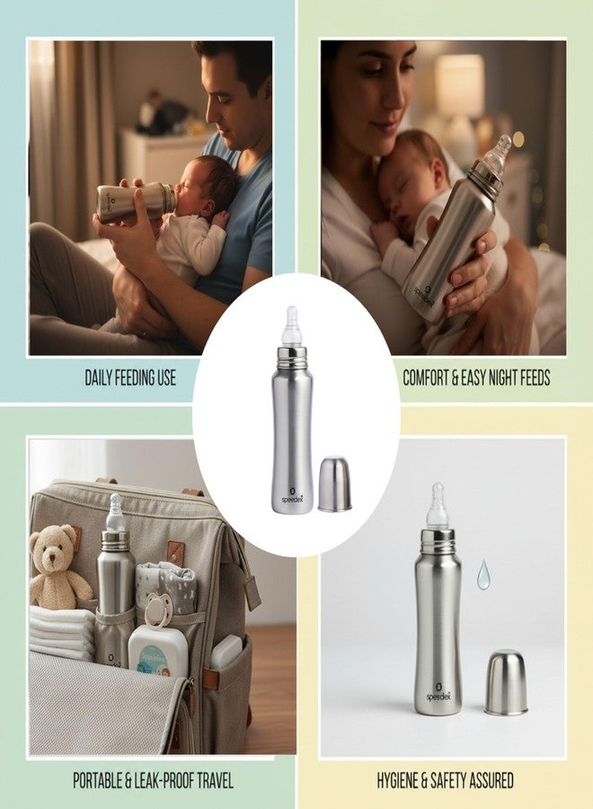 Speedex Stainless Steel Baby Feeding Bottle Stainless Steel Baby Feeding Bottle with Internal ML Marking (Silver, 240 ml) - Image 5
