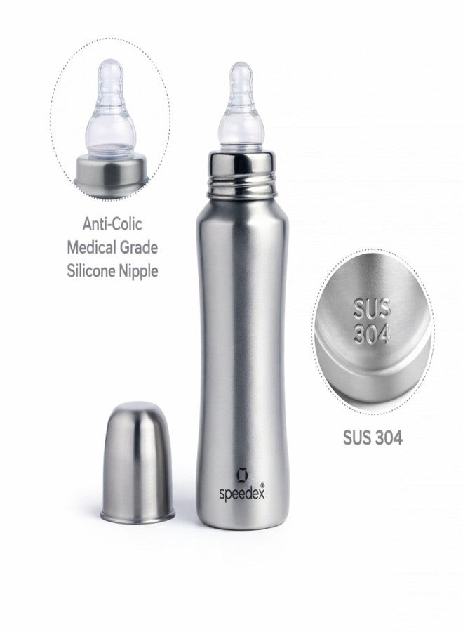 Speedex Stainless Steel Baby Feeding Bottle Stainless Steel Baby Feeding Bottle with Internal ML Marking (Silver, 240 ml) - Image 2