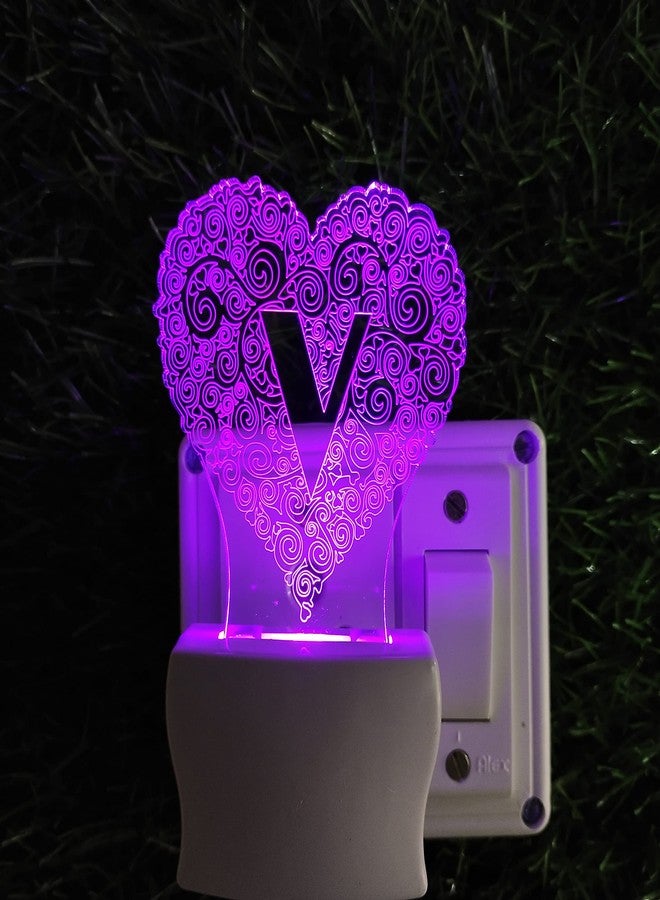 UKANI Alphabet V 3D Optical Illusion Acrylic Night Lamp, 7 Colors RGB Auto Colour Changing LED Plug and Play Night Light, Office Light, Best Gift - Pack of 1 (SD149,Multicolour, 3 Inch) - Image 4
