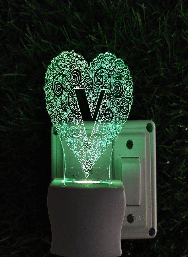 UKANI Alphabet V 3D Optical Illusion Acrylic Night Lamp, 7 Colors RGB Auto Colour Changing LED Plug and Play Night Light, Office Light, Best Gift - Pack of 1 (SD149,Multicolour, 3 Inch) - Image 3
