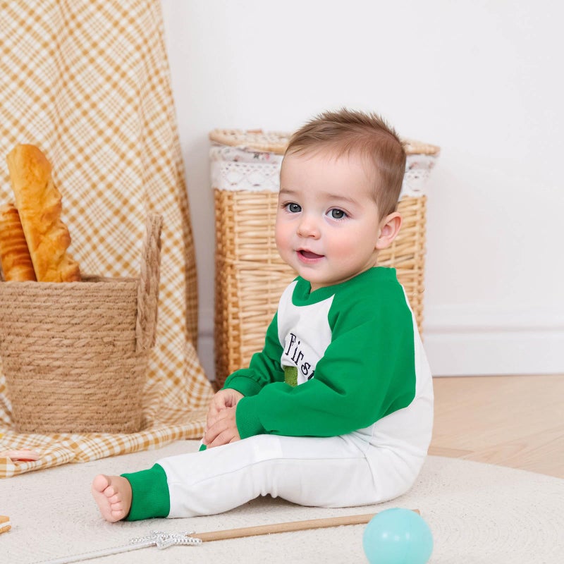 FOCUSNORM My First St. Patrick's Day Baby Girl Boy Outfit Clover Pattern Jumpsuit Romper Onesie Newborn Irish Day Clothes (Cute Green, 0-3 Months) - Image 3