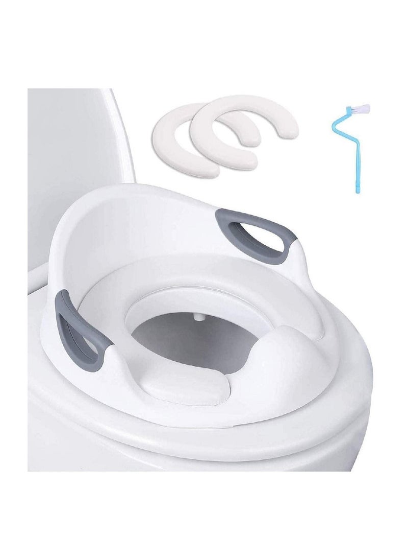 Delfino Potty Training Toilet Seat for Kids Toddlers Boys Girls Toilet Trainer Ring with Handle with Backrest Grey  - Image 1