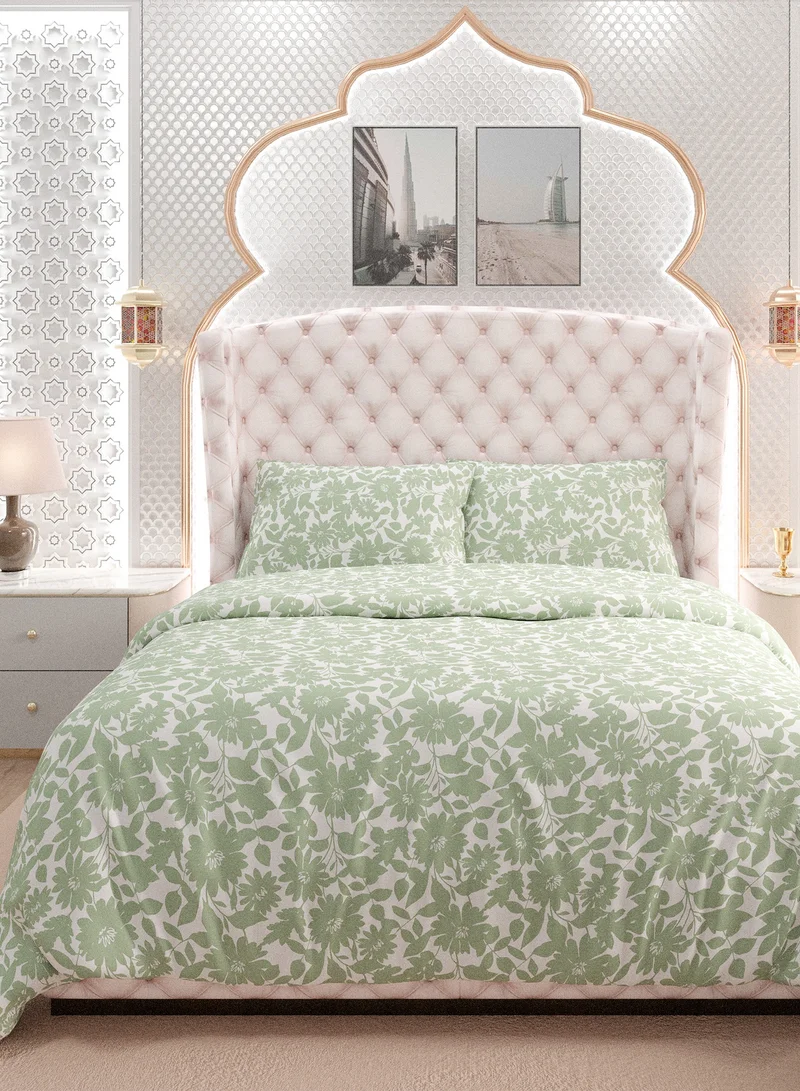 Color Sense Print 1 Comforter + 2 Pillow Cases Super King Cotton Green 260x240cm